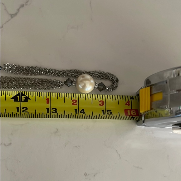 Silver Multi-Strand Necklace with Creamy White Beads - Picture 8 of 8